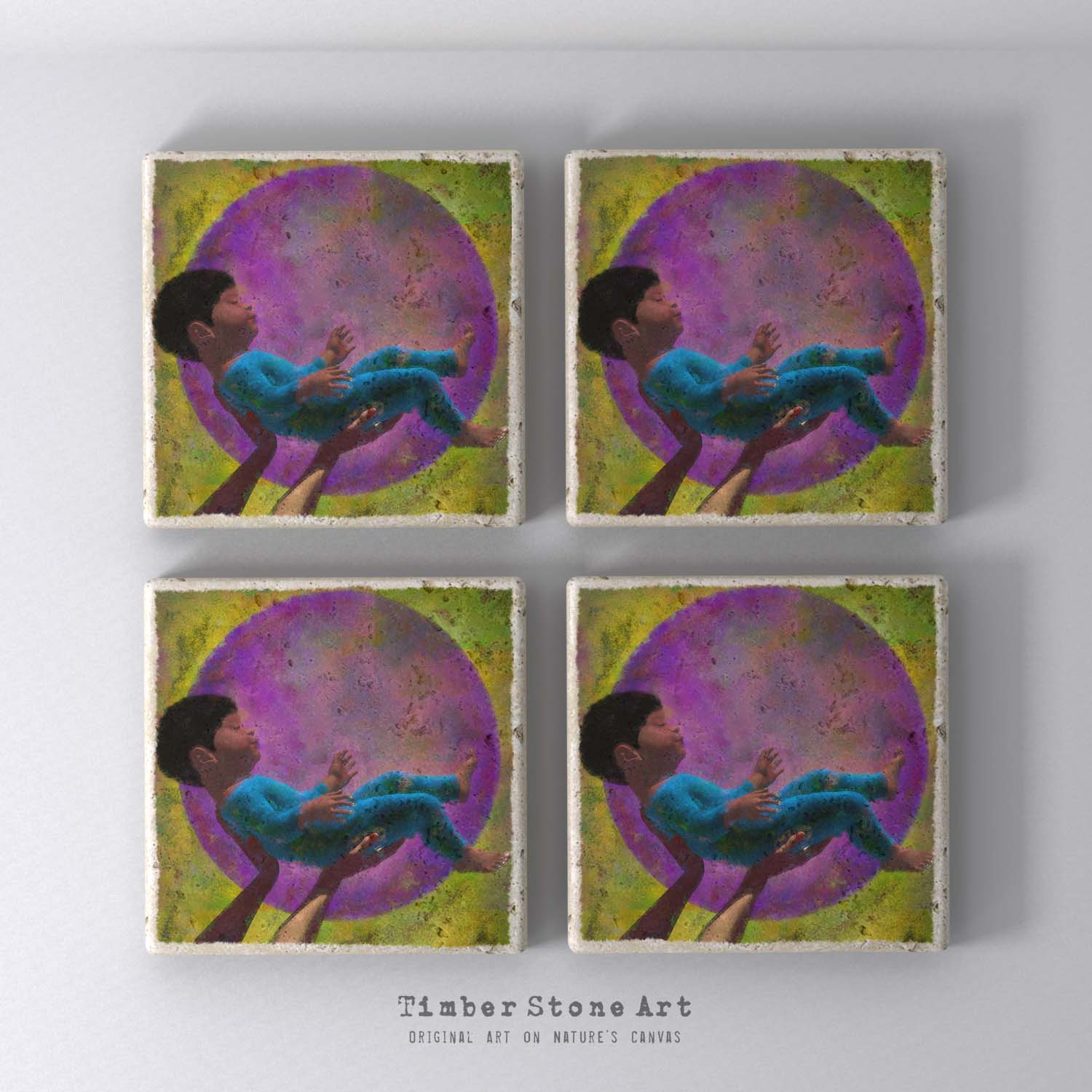 ETHNIC0750 - Set Of 4 Natural Stone Coasters
