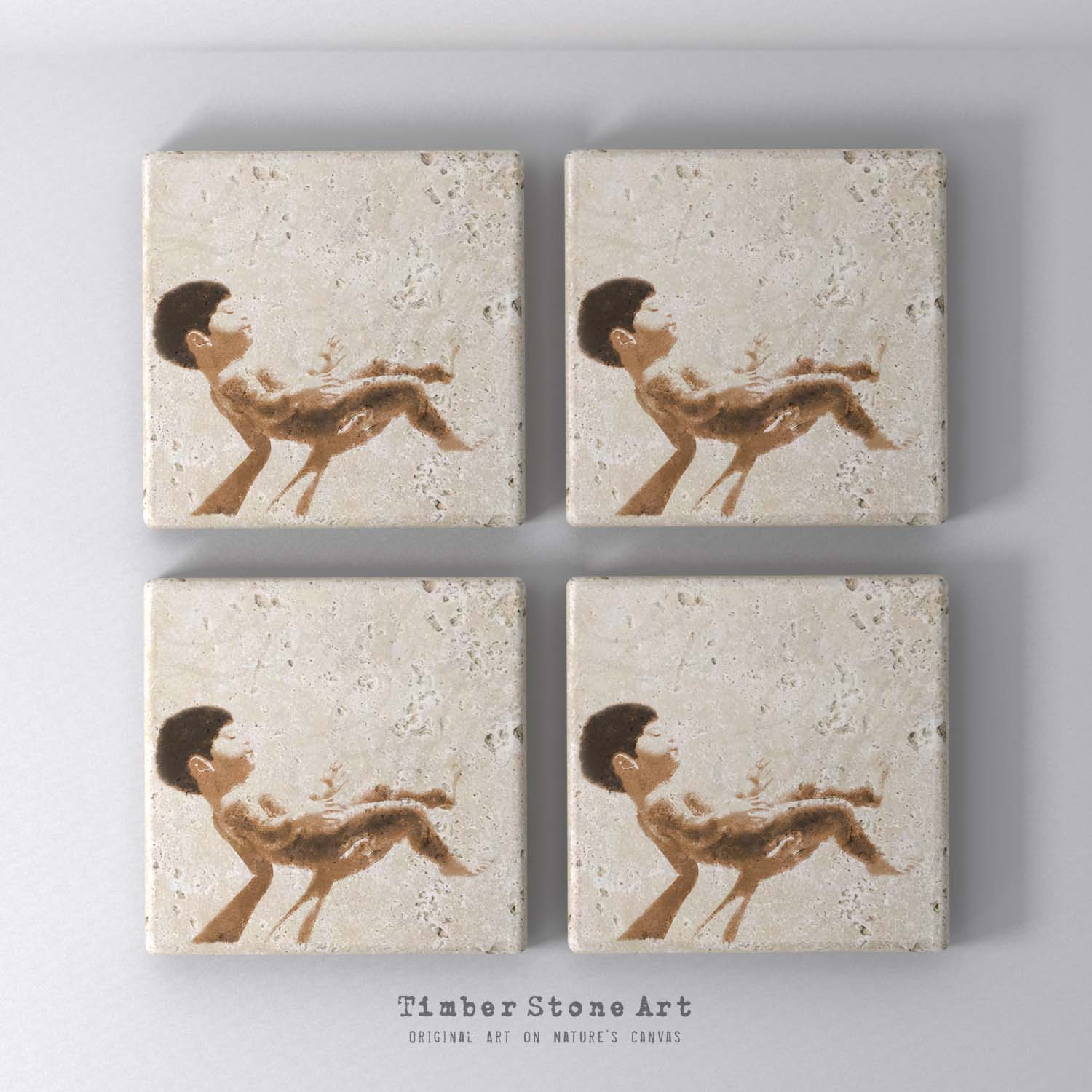ETHNIC0750-2 - Set Of 4 Natural Stone Coasters