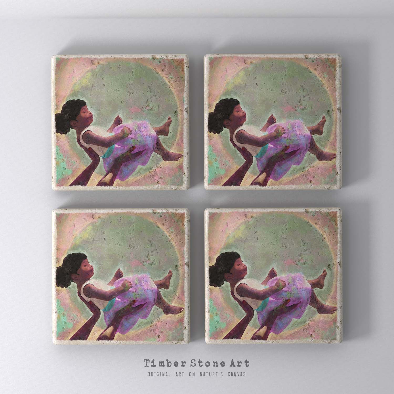 ETHNIC0751 - Set Of 4 Natural Stone Coasters