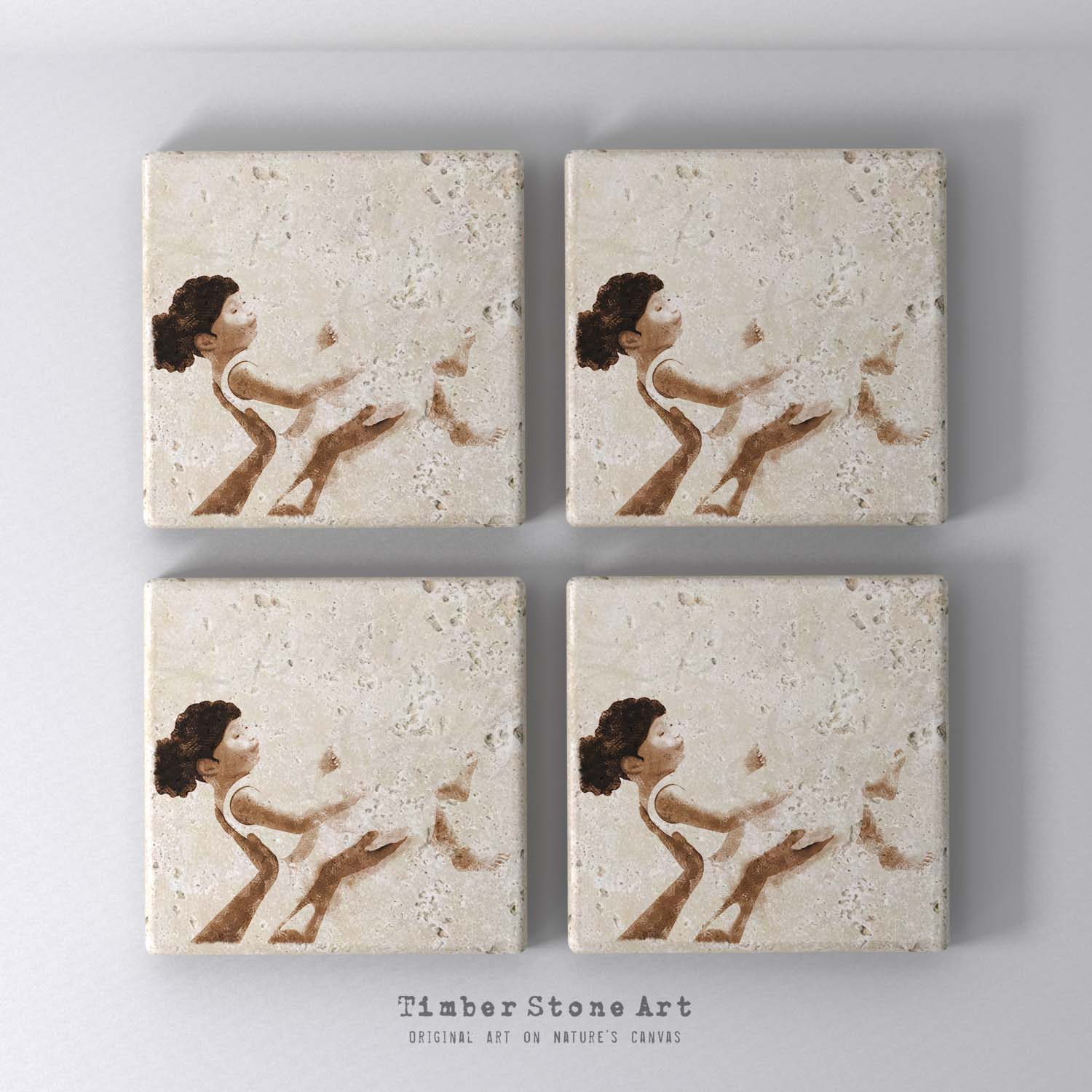 ETHNIC0751-2 - Set Of 4 Natural Stone Coasters