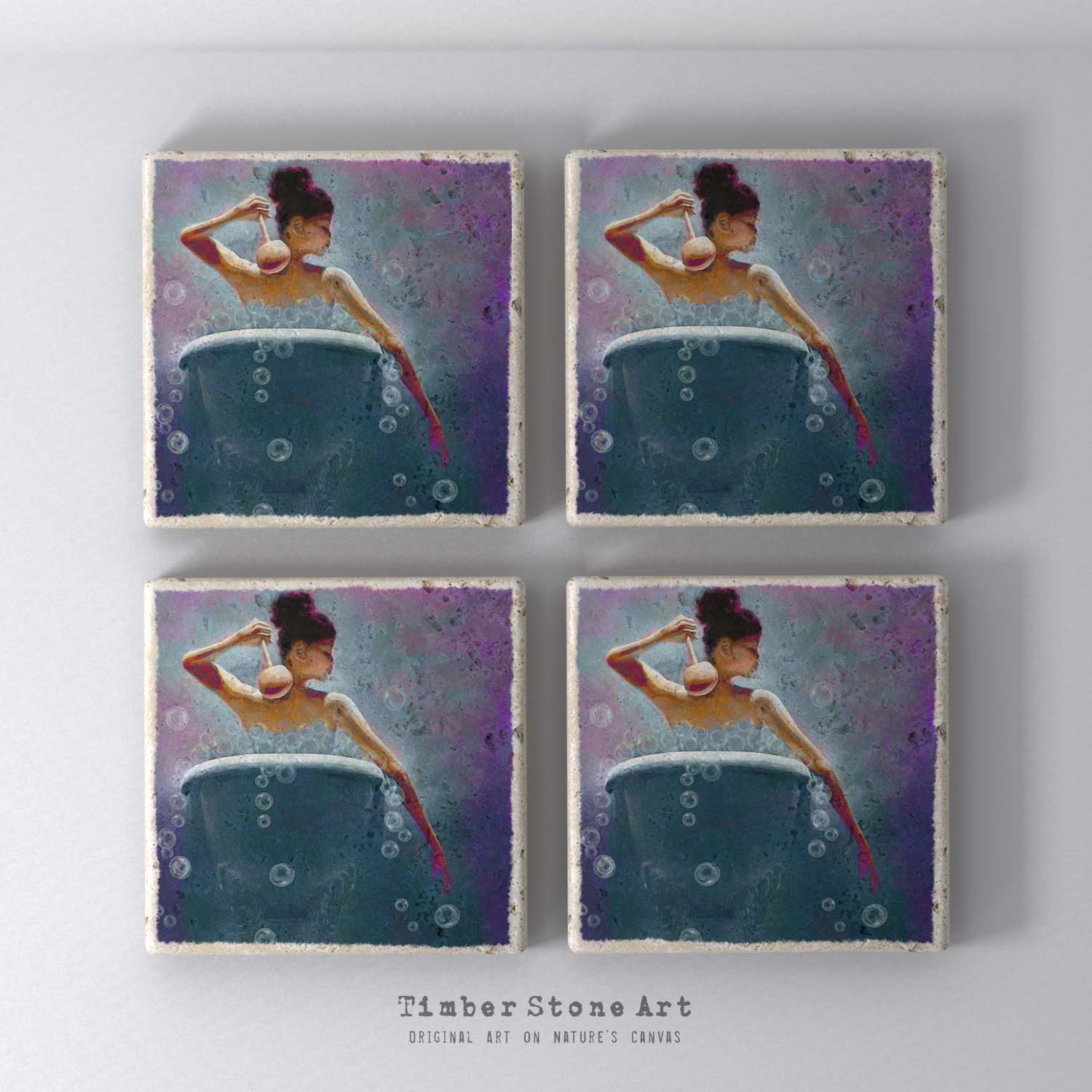 ETHNIC0756 - Set Of 4 Natural Stone Coasters