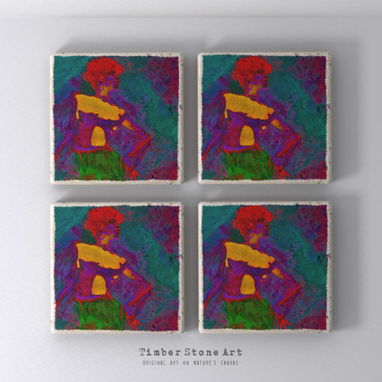 ETHNIC0761 - Set Of 4 Natural Stone Coasters