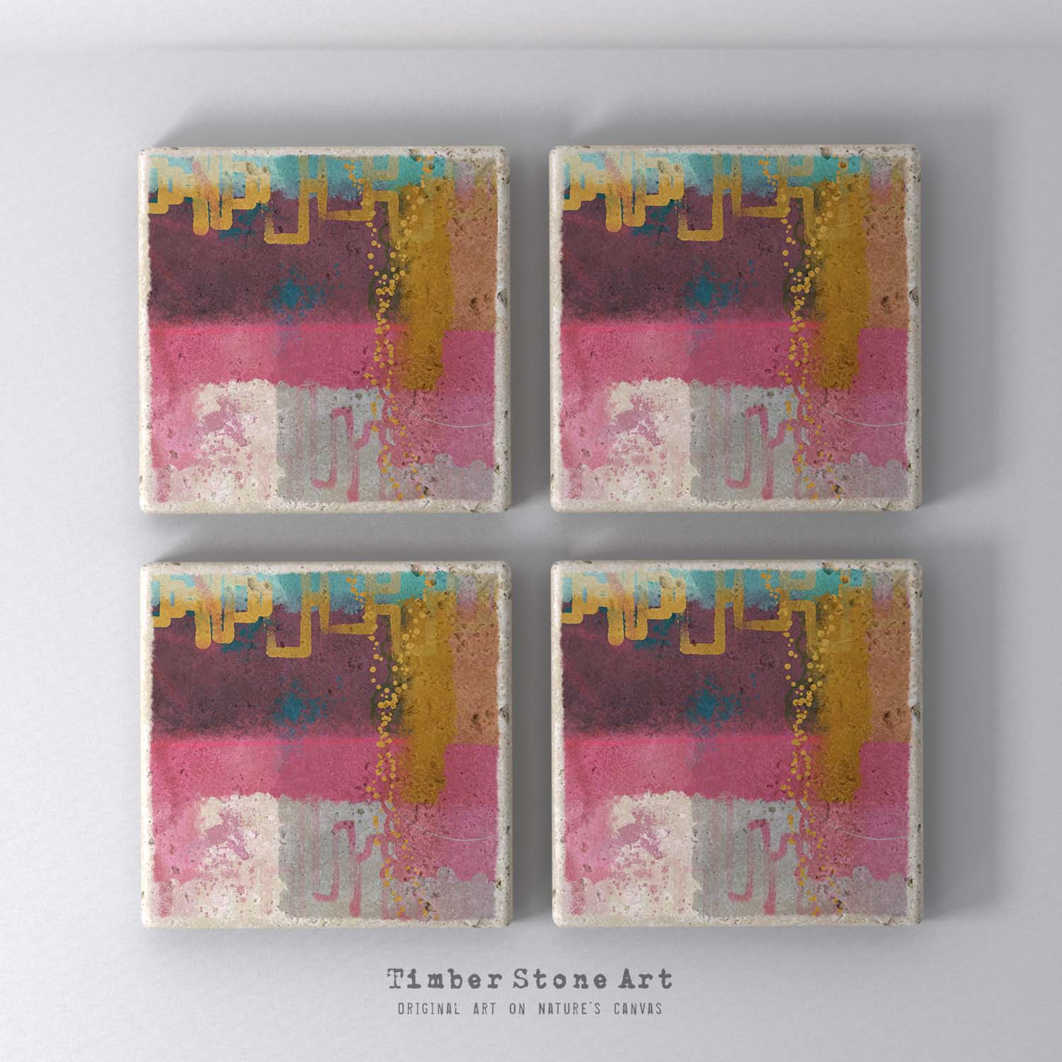 MAIN_ABS26_775 - Set Of 4 Natural Stone Coasters