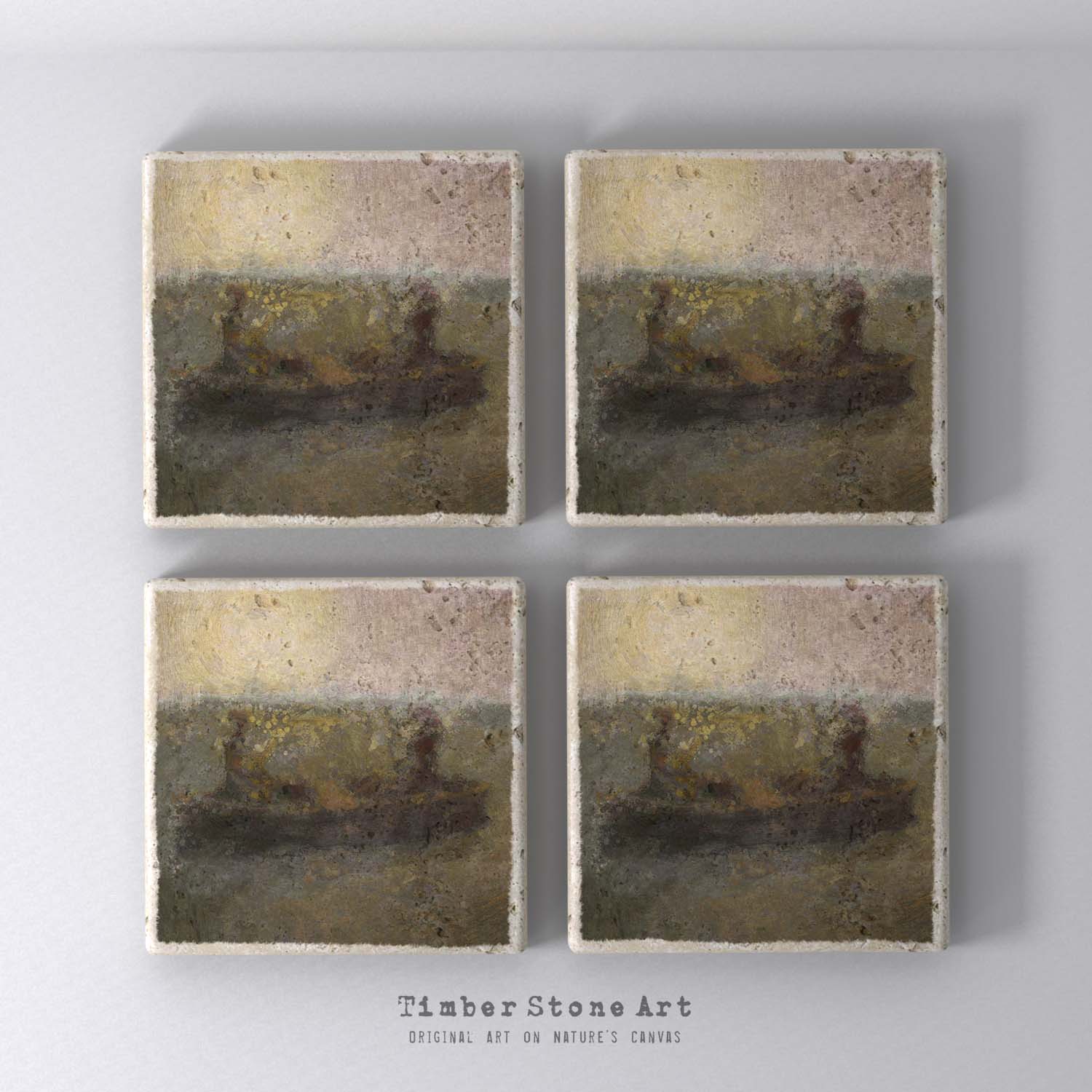 ETHNIC0149-6 - Set Of 4 Natural Stone Coasters